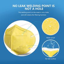 Load image into Gallery viewer, akgk KN95 Face Mask 50 PCS, Breathable Protection Masks, 5-Ply KN95 Yellow Masks, Cup Dust Safety Masks