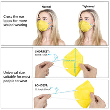 Load image into Gallery viewer, akgk KN95 Face Mask 50 PCS, Breathable Protection Masks, 5-Ply KN95 Yellow Masks, Cup Dust Safety Masks