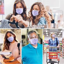 Load image into Gallery viewer, akgk Disposable Face Masks 100Pcs, 3 Layer Protective Face Mask Purple Face Masks