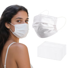Load image into Gallery viewer, akgk 100PCS White Disposable Face Masks, 3-Ply Breathable White Face Mask For Adults