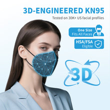 Load image into Gallery viewer, akgk KN95 Face Mask 50 PCS, Breathable Protection Masks, Individually Wrapped, 5-Ply KN95 Black Masks, Cup Dust Safety Masks
