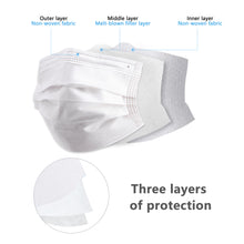Load image into Gallery viewer, akgk 100PCS White Disposable Face Masks, 3-Ply Breathable White Face Mask For Adults