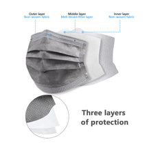 Load image into Gallery viewer, akgk 100PCS Grey Disposable Face Masks, 3-Ply Breathable Grey Face Mask For Adults
