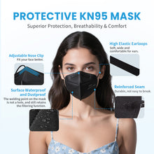 Load image into Gallery viewer, akgk KN95 Face Mask 50 PCS, Breathable Protection Masks, Individually Wrapped, 5-Ply KN95 Black Masks, Cup Dust Safety Masks