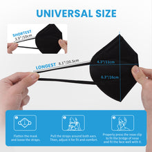 Load image into Gallery viewer, akgk KN95 Face Mask 50 PCS, Breathable Protection Masks, Individually Wrapped, 5-Ply KN95 Black Masks, Cup Dust Safety Masks