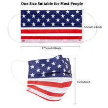 Load image into Gallery viewer, akgk 100PCS Disposable Face Masks with USA Flag Print, 3-Ply Breathable Face Mask For Adults
