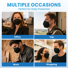 Load image into Gallery viewer, akgk KN95 Face Mask 50 PCS, Breathable Protection Masks, Individually Wrapped, 5-Ply KN95 Black Masks, Cup Dust Safety Masks