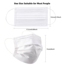Load image into Gallery viewer, akgk 100PCS White Disposable Face Masks, 3-Ply Breathable White Face Mask For Adults