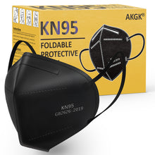 Load image into Gallery viewer, akgk KN95 Face Mask 50 PCS, Breathable Protection Masks, Individually Wrapped, 5-Ply KN95 Black Masks, Cup Dust Safety Masks