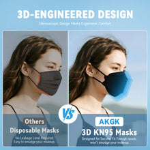 Load image into Gallery viewer, akgk KN95 Face Masks 50 Pack, Individually Wrapped, 5-Ply Disposable Black Face Mask Against PM 2.5 Smoke and Dust