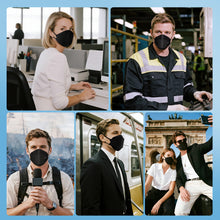 Load image into Gallery viewer, akgk KN95 Face Masks 50 Pack, Individually Wrapped, 5-Ply Disposable Black Face Mask Against PM 2.5 Smoke and Dust