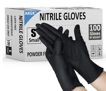 Load image into Gallery viewer, akgk Nitrile Gloves, 100 Pcs Disposable Black Nitrile Gloves Small, Cleaning Gloves for Cooking, Household & More, Powder-Free, Latex-Free