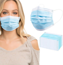Load image into Gallery viewer, akgk Disposable Face Masks 100Pcs, Blue Face Mask, 3 Ply Disposable Mask with Elastic Earloops