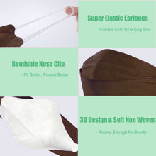 Load image into Gallery viewer, akgk KN95 Face Masks 50 Pack, Individually Wrapped, 5-Ply Disposable Brown Face Mask Against PM 2.5 Smoke and Dust