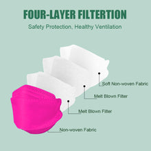 Load image into Gallery viewer, akgk KN95 Face Masks 50 Pack, Individually Wrapped, 5-Ply Disposable Hot Pink Face Mask Against PM 2.5 Smoke and Dust
