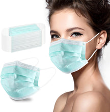 Load image into Gallery viewer, akgk Disposable Face Masks 100Pcs, 3 Layer Protective Face Mask Green Face Masks