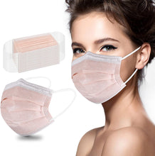 Load image into Gallery viewer, akgk Disposable Face Masks 100Pcs, 3 Layer Protective Face Mask Blush Pink Face Masks