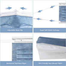 Load image into Gallery viewer, akgk Disposable Face Masks 100Pcs, 3 Layer Protective Face Mask Navy Blue Face Masks 100Pcs