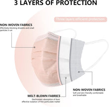 Load image into Gallery viewer, akgk Disposable Face Masks 100Pcs, 3 Layer Protective Face Mask Blush Pink Face Masks