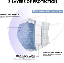 Load image into Gallery viewer, akgk Disposable Face Masks 100Pcs, 3 Layer Protective Face Mask Navy Blue Face Masks 100Pcs