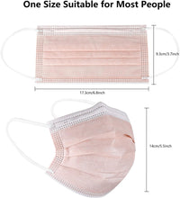 Load image into Gallery viewer, akgk Disposable Face Masks 100Pcs, 3 Layer Protective Face Mask Blush Pink Face Masks