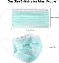 Load image into Gallery viewer, akgk Disposable Face Masks 100Pcs, 3 Layer Protective Face Mask Green Face Masks