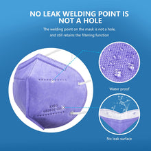 Load image into Gallery viewer, akgk KN95 Face Mask 50 PCS, Breathable Protection Masks, 5-Ply KN95 Purple Masks, Cup Dust Safety Masks