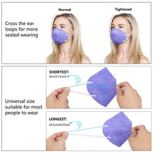 Load image into Gallery viewer, akgk KN95 Face Mask 50 PCS, Breathable Protection Masks, 5-Ply KN95 Purple Masks, Cup Dust Safety Masks