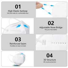 Load image into Gallery viewer, akgk KN95 Face Mask 50 PCS, Breathable Protection Masks, 5-Ply KN95 White Masks, Cup Dust Safety Masks