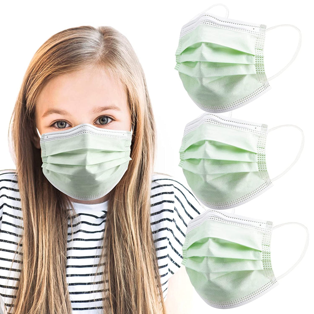 akgk Kids Disposable Face Mask Protective Childrens Green Safety Masks 100PCS