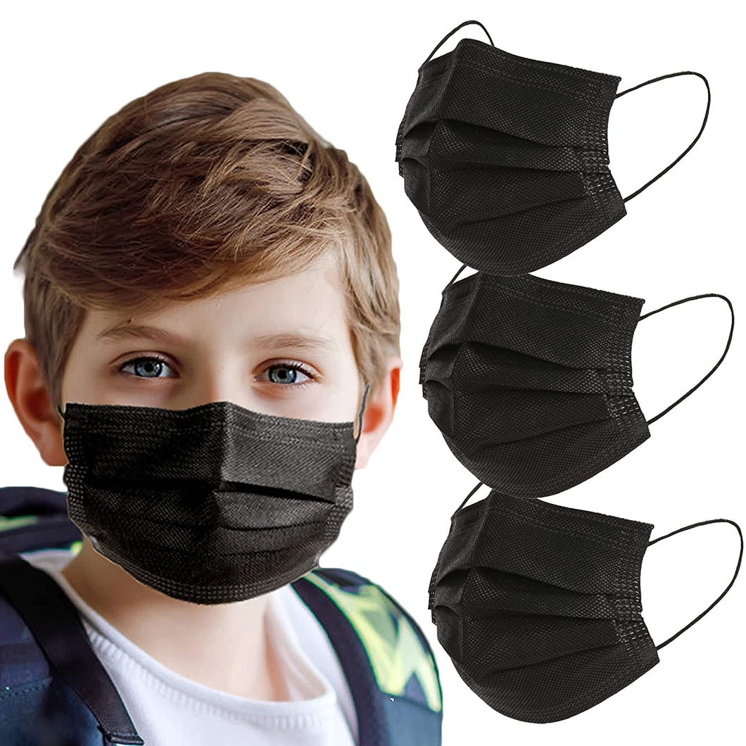 akgk Kids Disposable Face Mask Protective Childrens Black Safety Masks 100PCS