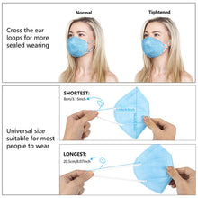 Load image into Gallery viewer, akgk KN95 Face Mask 50 PCS, Breathable Protection Masks, 5-Ply KN95 Blue Masks, Cup Dust Safety Masks