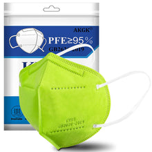 Load image into Gallery viewer, akgk KN95 Face Mask 50 PCS, Breathable Protection Masks, 5-Ply KN95 Green Masks, Cup Dust Safety Masks