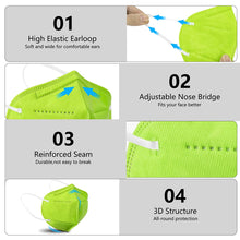 Load image into Gallery viewer, akgk KN95 Face Mask 50 PCS, Breathable Protection Masks, 5-Ply KN95 Green Masks, Cup Dust Safety Masks