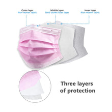 Load image into Gallery viewer, akgk Kids Disposable Face Mask Protective Childrens Pink Safety Masks 100PCS