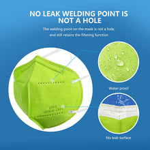 Load image into Gallery viewer, akgk KN95 Face Mask 50 PCS, Breathable Protection Masks, 5-Ply KN95 Green Masks, Cup Dust Safety Masks