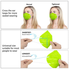 Load image into Gallery viewer, akgk KN95 Face Mask 50 PCS, Breathable Protection Masks, 5-Ply KN95 Green Masks, Cup Dust Safety Masks