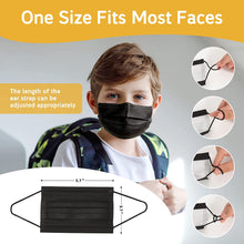 Load image into Gallery viewer, akgk Kids Disposable Face Mask Protective Childrens Black Safety Masks 100PCS