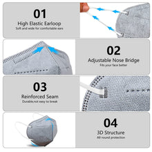 Load image into Gallery viewer, akgk KN95 Face Mask 50 PCS, Breathable Protection Masks, 5-Ply KN95 Grey Masks, Cup Dust Safety Masks