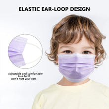Load image into Gallery viewer, akgk Kids Disposable Face Mask Protective Childrens Purple Safety Masks 100PCS