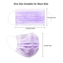 Load image into Gallery viewer, akgk Kids Disposable Face Mask Protective Childrens Purple Safety Masks 100PCS