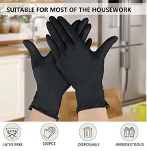 Load image into Gallery viewer, akgk Nitrile Gloves, 100 Pcs Disposable Black Nitrile Gloves Large, Cleaning Gloves for Cooking, Household & More, Powder-Free, Latex-Free