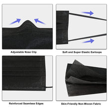 Load image into Gallery viewer, akgk Face Mask Disposable, Black Masks, 3 Ply Disposable Face Mask (200pcs, Black)