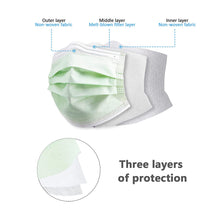 Load image into Gallery viewer, akgk Kids Disposable Face Mask Protective Childrens Green Safety Masks 100PCS