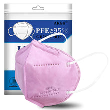 Load image into Gallery viewer, akgk KN95 Face Mask 50 PCS, Breathable Protection Masks, 5-Ply KN95 Hot Pink Masks, Cup Dust Safety Masks