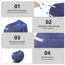 Load image into Gallery viewer, akgk KN95 Face Mask 50 PCS, Breathable Protection Masks, 5-Ply KN95 Navy Blue Masks, Cup Dust Safety Masks