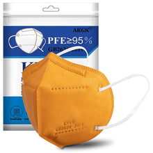 Load image into Gallery viewer, akgk KN95 Face Mask 50 PCS, Breathable Protection Masks, 5-Ply KN95 Orange Masks, Cup Dust Safety Masks