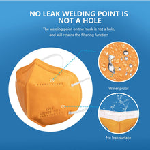 Load image into Gallery viewer, akgk KN95 Face Mask 50 PCS, Breathable Protection Masks, 5-Ply KN95 Orange Masks, Cup Dust Safety Masks