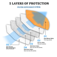 Load image into Gallery viewer, akgk KN95 Face Mask 50 PCS, Breathable Protection Masks, 5-Ply KN95 Orange Masks, Cup Dust Safety Masks