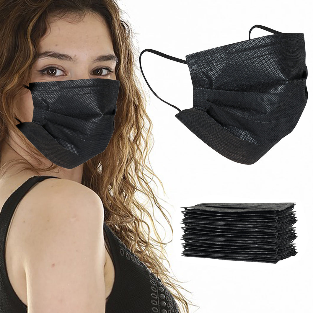 akgk Face Mask Disposable, Black Masks, 3 Ply Disposable Face Mask (200pcs, Black)